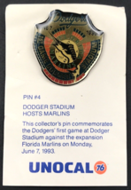 1993 Unocal 8 Dodger Stadium Hosts Marlins LA Dodgers Pin #4 w/ Card Bac... - $9.49
