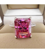 5 Carat Certified Vivid Pink Moissanite Ring Radiant Cut 925 Silver GRA ... - £304.48 GBP