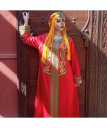 Vintage handmade 90s Red Berber satin Kaftan, Medium festival fashion fo... - £138.10 GBP