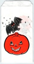 Trick Or Treat Halloween Candy Goodie Bag Bat Pumpkin Witch Hallmark Vintage - £13.82 GBP