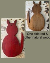 Wood Cutting Cheese Board Cat Country Farmhouse Old Red Paint Natural Pa... - $14.71