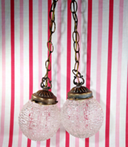 Swanky Bee Line Lighting Double Orb Globe Mid Century Brass Hanging SWAG Lamp - £101.49 GBP