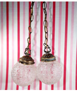 Swanky Bee Line Lighting Double Orb Globe Mid Century Brass Hanging SWAG... - £98.75 GBP