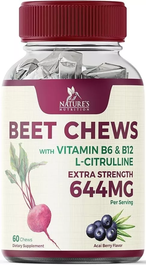 Beet Chews Soft Beet Root Chewable with Grape Seed Extract Supports Hear... - $602.44 MXN