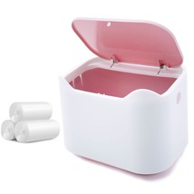 Mini Desk Trash Can With Lid With Trash Bag 90Pcs 2.5 L/0.7 Gallon Pink Plastic  - £23.56 GBP