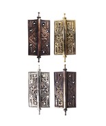 Lot of 6.4&quot; Vintage Solid Brass Door Hinges with Batik Crown Detail Engr... - $41.00+