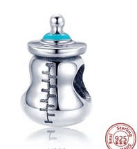 Genuine 925 Silver Baby bottle charm comes in a cute velvet pouch fits All  - £16.61 GBP