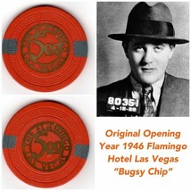 Flamingo Hotel Las Vegas Original 1946 $5 Poker Chip Bugsy Siegel Lansky Mafia - £3,341.34 GBP