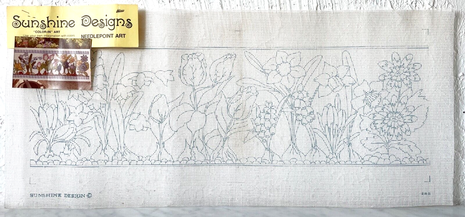 Sunshine Designs Needlepoint Canvas #253 Band of Flowers 10" x 25.75" - £74.78 GBP
