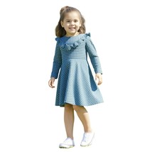Janie &amp; Jack Knit Green Plaid Long Sleeve Fit &amp; Flare Dress Size 3T - $461.33 MXN