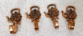 4 Miniature Copper Colored Metal Teapot Towel Hot Pad Key Hooks 1 1/2" Long - $9.41