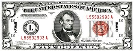 Currency Bank Note - US $5.00 Dollar Hawaii Emergency Note (1934) Poster... - $19.99