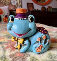 Vintage 60s Mid Century Blue Frog Chalkware Bank Made in Japan - £25.95 GBP