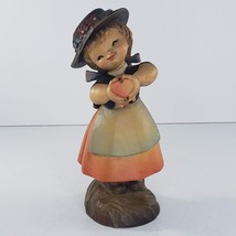 Anri Ferrandiz Wood Carved Girl Holding Heart Figurine Vintage *Chipped* - £23.88 GBP