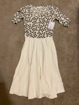 NEW Beautiful Lularoe Nicole Small cream dots dipped solid Fitted Top Full Skirt - £11.00 GBP