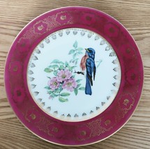 Vtg Josef Kuba Western Germany decorative floral bird plate gold accents - $380.53 MXN