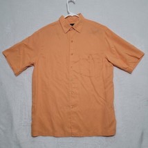 Caribbean Blues Mens Shirt Sz M Medium Orange Short Sleeve Casual 100% Tencel - £10.83 GBP