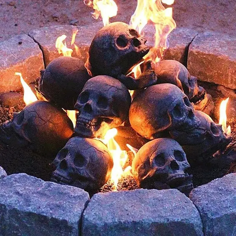 Terrifying Skull Fire Pit Halloween Decoration Reusable Ceramic Fire Pit - £17.26 GBP