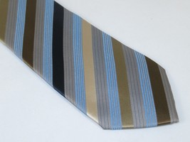 Men's Woven Tie Hankie Set J.Valintin Private Collection R89 Tan Blue Stripe image 2