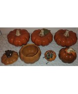 Lidded Dish &amp; Other Pumpkin 6pc Lot Ceramic Fall/Autumn Thanksgiving Tab... - €29,96 EUR