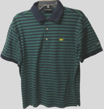 $9.99 Masters Collection Green Blue Stripes Golf Cotton Augusta Polo Shirt M - £7.77 GBP