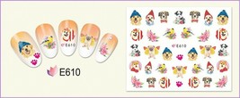 Nail Art 3D Decal Stickers Funny dog in hat pink flower dog paw E610 - £2.59 GBP