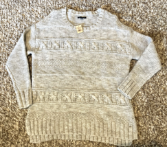American Eagle Sweater Womens Large Gray Chunky Thick Knit Wool Blend NE... - $27.97