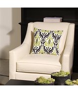 PILLOW DÉCOR Linen Damask Print Green Black 16x16 Throw Pillow - $61.91 CAD+