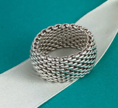 Size 6.5 Tiffany &amp; Co Somerset Mesh Weave Flexible Dome Unisex Mens Ring - $239.00