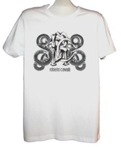 Roberto Cavalli White Black Logo Design Men&#39;s Cotton Shirt T-Shirt Size XL  - £59.37 GBP