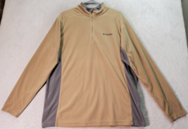 Columbia Sweater Mens Large Tan Polyester Long Casual Sleeve Logo Quarter Zipper - £13.00 GBP