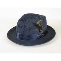 Men's Summer Spring Braid Straw style Hat by BRUNO CAPELO JULIAN JU907 Navy image 3