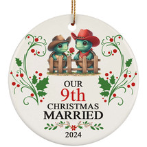 Our 9th Years Christmas Married Ornament Gift 9 Anniversary With Turtle Couple - £11.89 GBP