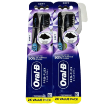 2 Packs Of 2 Oral-B Pro-Flex Charcoal Infused Toothbrushes Soft Blue Green Black - £24.54 GBP