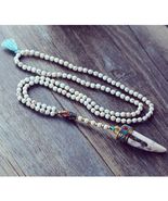 Handmade White Necklace | Turquoise, Howlite, Gold Beads | Boho Charm - $84.15