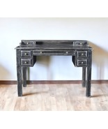 46&quot; Black Solid Wood Writing Desk With Seven Drawers - $2,685.18 CAD