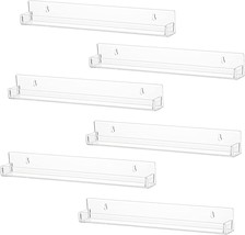 Likeu 6 Pcs Clear Acrylic Floating Shelves Book Shelf Display Ledge,5, 15 Inch - £28.76 GBP