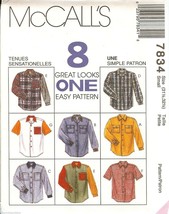 McCalls 7834 Unisex SHIRTS 8 Great Looks Easy Oversize sewing pattern UNCUT FF - £6.38 GBP