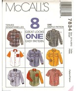 McCalls 7834 Unisex SHIRTS 8 Great Looks Easy Oversize sewing pattern UN... - £7.85 GBP
