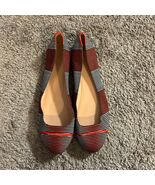 Calvin Klein  Ballet Flats Red White Blue Striped ladies shoes - $40.43 CAD