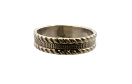 Vintage Sterling Silver Stamped JAC Etched Patterned Stacked Band Ring - $24.75