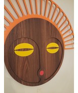 Modern Art Wood Brown Yellow Mask Decorative Wall Art Home Decor Face De... - $149.78