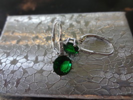 NIB Lab Created Emerald Diamond Clip Back Sterling Silver Earrings - £20.09 GBP