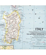 1961 Italy Map National Geographic Europe Sardinia Sicily Vtg 24.5 x 19&quot;... - €17,16 EUR