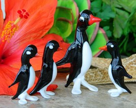 Vintage Penguins Birds Blown Art Glass Figurines Italy Italian Set 4 - £19.94 GBP