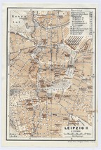1914 Original Antique Map Of Leipzig Downtown Germany - £17.13 GBP