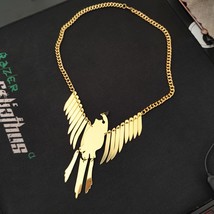 KUGUYS Big Eagle Bird Pendant Necklace for Women Green Golden Mirror Acrylic Tre - £14.14 GBP