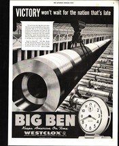 1942 Westclox Big Ben clock Vintage Ad Victory won&#39;t wait for the nation e7 - £20.12 GBP