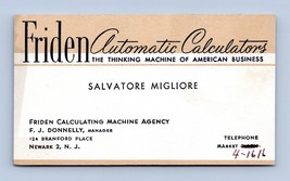 Friden Automatic Calculators Vintage Business Card  Newark New Jersey NJ... - $20.74