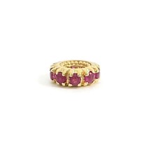 Ruby Wheel Slider Bead Necklace Pendant Bracelet Charm 14K Yellow Gold, ... - £388.35 GBP